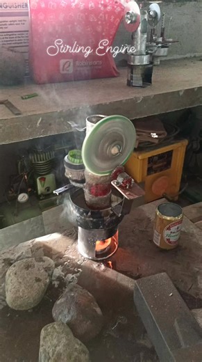 "Stirling Engine" A Stirling engine is a heat engine that is operated by the cyclic expansion and contraction of air or other gas by exposing it to different temperatures, resulting in a net conversion of heat energy to mechanical work. | Fie Aldiano