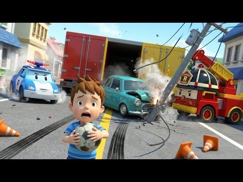 The Blind Spot Danger! Robocar Poli Rescue Team | Crossing Street Safety | Emergency Vehicle Kids