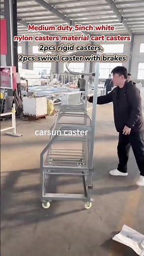 Medium duty industrial casters 5inch white nylon wheel swivel casters with brakes #casters #castors
