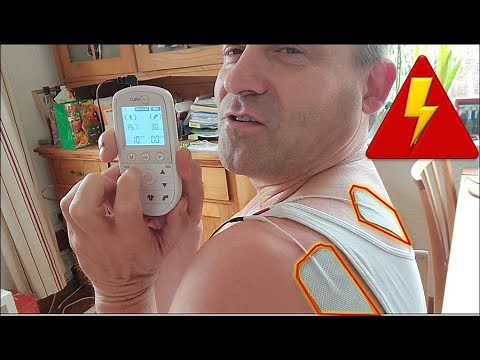 First test of Aldi's electric massage device for electrical muscle pain treatment. CURA Med