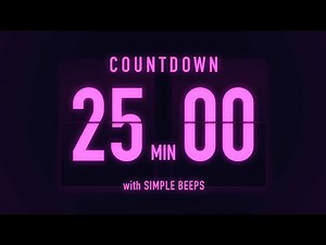 25 Minute Countdown Timer ⏳ Flip Clock with Low Beeps Every 5 Minutes 🟣