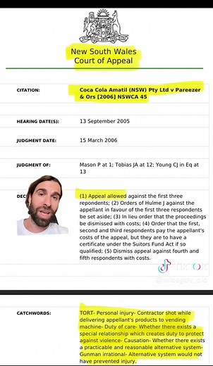 Court of Appeal orders a plaintiff to pay back $3m in damages because the defendant couldn’t have stopped a robbery occurring. #courtcase #personalinjury #casestudy #workerscomp #legaltiktok #lawyersoftiktok #workinjury