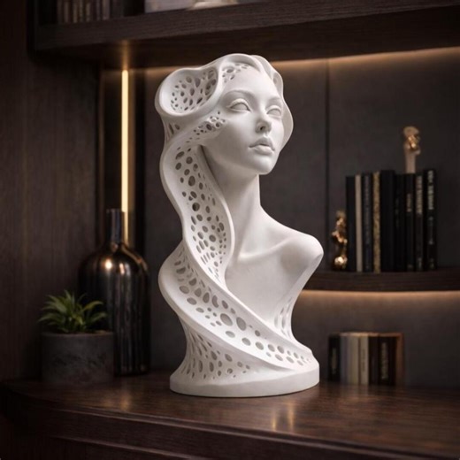 Parametric Female Bust STL, Futuristic Abstract Sculpture 3D Print File