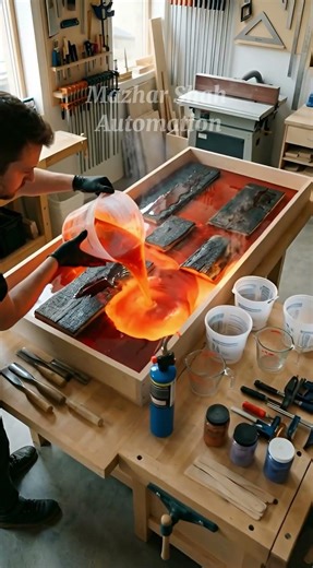 Mix black resin Table with galaxy pigments
