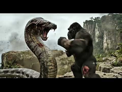 “King Kong and Godzilla Battle a Giant Python!” 🐍🔥#KingKong #Godzilla #GiantPython #MonsterBattle