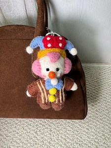 Handmade Wool Felt Clown Doll Bag Charm / Keychain / Car Ornament - Etsy