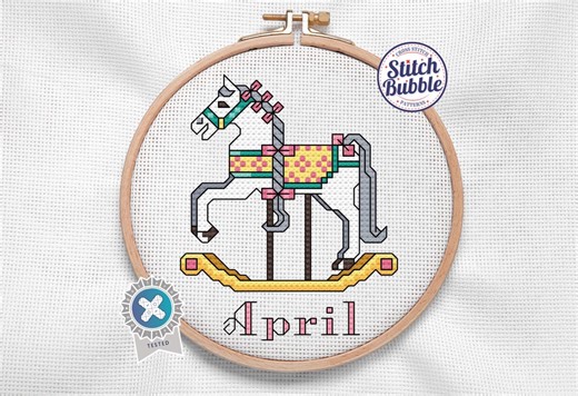 April ~ Rocking Horse Calendar ~ Cross Stitch Pattern PDF ~ Instant Download ~ Two Versions - Etsy