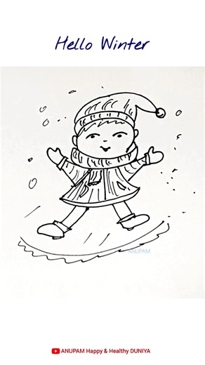 Hello Winter #easydrawing #winterseason #drawing #cartoon #sketch #doll #winter #art #shorts