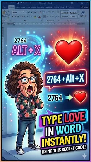 🔥 MS Word Secret Code for a Heart Symbol ❤️ #shorts #short #tricks #wordtricks #words