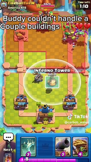 Blud couldn’t handle a couple buildings 💔🥀🥀#clashroyale #clashroyaledeck #clashroyalememes #buildings #gaming