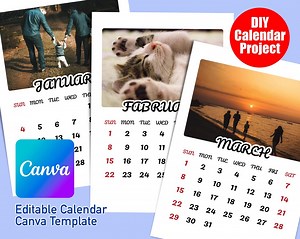 Editable Calendar Template Canva | Minimalist Printable Planner | Customizable Text & Images | 2026 Digital Download - Etsy