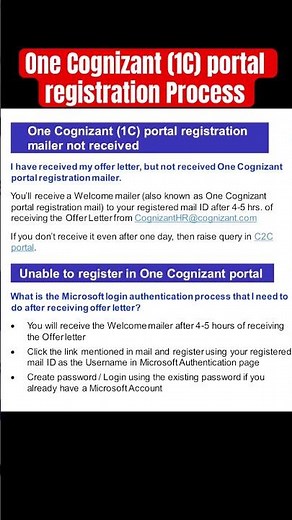 One Cognizant (1C) portal registration Process 2026