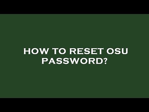 How to reset osu password?