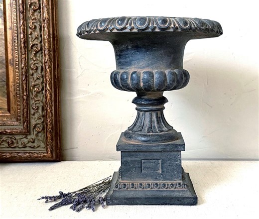 Beautiful Vintage 12" Victorian Ornate Style Weathered Bronze Colored Resin Pedestal Urn - Etsy