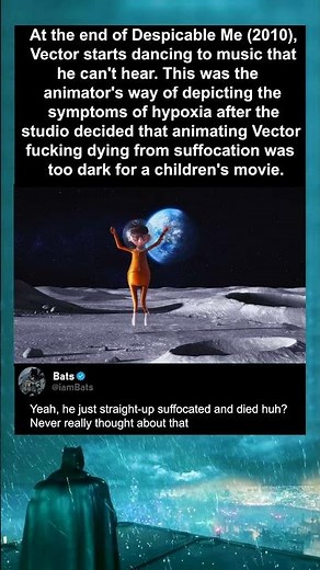 At the end of Despicable Me (2010), Vector starts dancing to music that he can't hear.