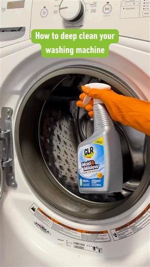 When was the last time you cleaned your washing machine? 👀 This deep clean with the original Calcium, Lime & Rust Remover and CLR® Mold & Mildew cleaner makes it easy. How to clean your washing machine: 1- Use CLR Brands® Mold & Mildew to clean any stains and build-up from the rubber door seal 2- Scrub with a sponge and rinse with water 3- Pour 1/2 cup of original Calcium, Lime & Rust Remover into the washer drum 4- Run a warm cycle 5- Finish with a second rinse cycle and enjoy your sparkling w