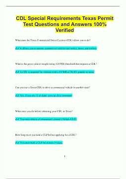 CDL Special Requirements Texas Permit Test Questions and Answers 100 Verified1676