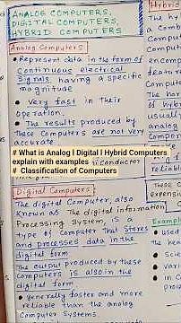 What is Analog l Digital l Hybrid Computers explain with examples l Classification of Computers