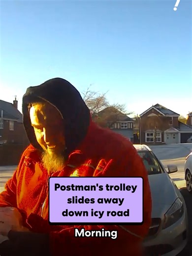 Hilarious Postal Worker Chase on Icy Road in Nottingham