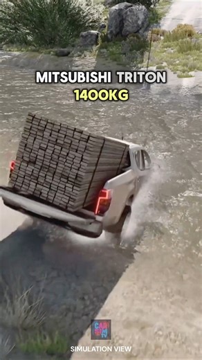 Pickup trucks carry a massive load through rough terrain — weight, balance, and physics take over. 🚙⚖️💥 This simulation shows a pickup truck transporting a heavy 1400 kg load across uneven terrain and water impact in a controlled virtual environment 🛻💧. As the truck hits rough ground, suspension movement, rear load stability, and momentum are visually tested under extreme conditions. In this simulated driving scenario, payload weight, traction loss, surface resistance, and motion physics int