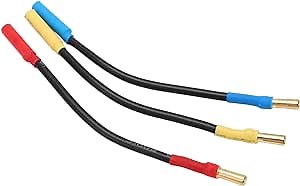3Pcs Rc Motor Cable,4Mm Rc Banana Plug Connector Extension Cable for Rc Car, Boat, Aircraft and Other Motor Esc Connection Car Model Accessory
