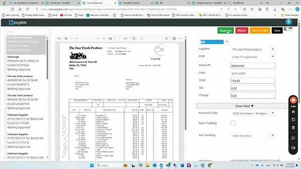 Scanning invoices to QuickBooks Online using EzzyBills