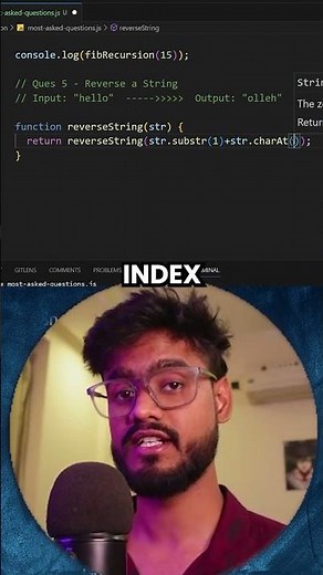 Reverse a String - Javascript DSA Interview Question #javascript #DSA #javascriptinterview