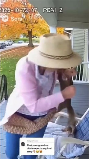 20 Squirrels Attack Grandma in Front Yard | Caught on Camera