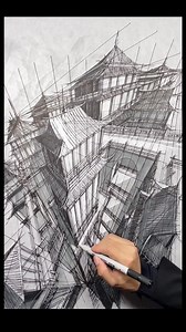 463K views · 12K reactions | My hand is the ruler Chinese architecture drawn with power!  #ArchitectSketch #CulturalArt | Spry Spirit | Facebook