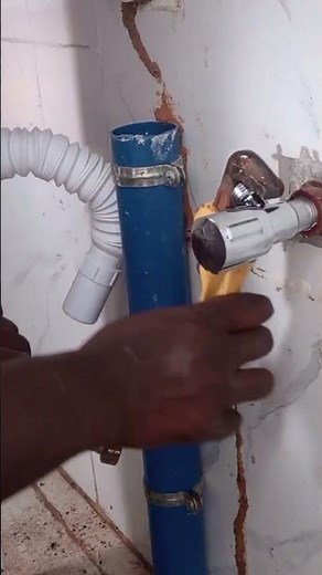 Installation of a wall-mounted angle faucet.