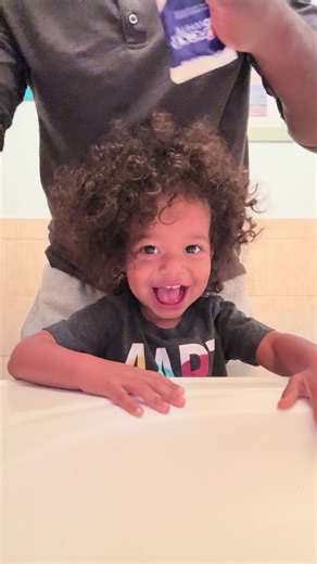 On our way to the bathroom Ms. Tally told Tiddy to move while gesturing her hands for her to hurry. Her teeth brushing time is serious business. #parenting #morningroutine #toddlerroutine