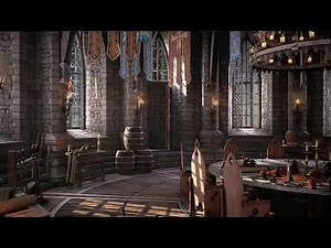 🏰 Fairytale Castle Ambience - Snowstorm & Crackling Fireplace Sounds