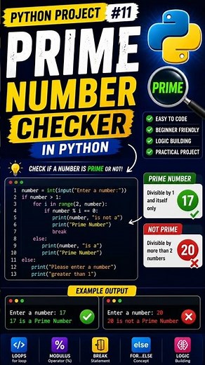 Prime Number Checker in Python 🔢 | Python Project for Beginners