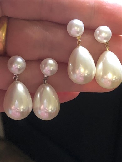 Renaissance Teardrop Double Pearl Earrings: Faux Pearl, Wedding Jewelry - Etsy