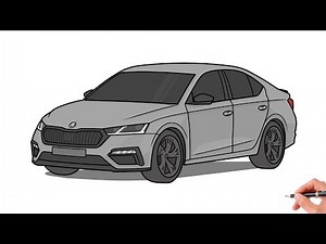 How to draw a SKODA OCTAVIA RS 2021 / drawing Skoda Octavia 2022 car