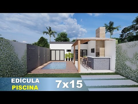 Projeto de Edícula com Piscina e Churrasqueira (Terreno de 7x15) Tour pela Edícula │ Pool House