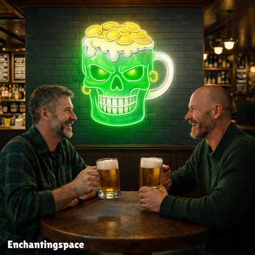 Skull Beer Mug Neon Sign, Gothic LED Sign for Irish Bar or Man Cave Decor, St Patrick’s Day Gift - Etsy