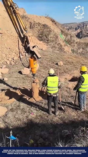 Excavator Soil Drilling Machine Work for Hillside slope foundation prep and slope anchoring