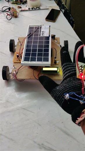 Solar powered Gesture control Robot in Military base with Human detection - PIR Sensor & Auto mode