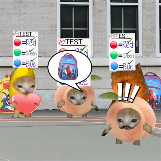 Baby Banana Cat & Peach Cat Backpack School Day 😺❤️ #catmemes #cat #shorts #fyp #bananacat