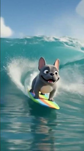 French Bulldog vs. Giant Wave: Epic AI Animation! 🌊🐶
