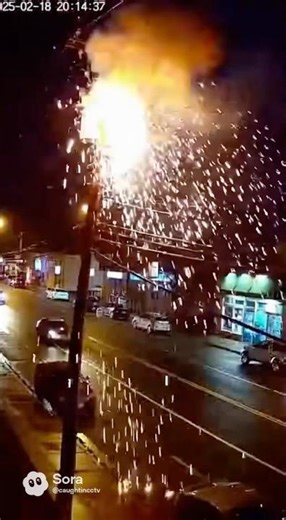 SHOCKING Transformer Explosion Caught on CCTV ⚡🔥 #Sora