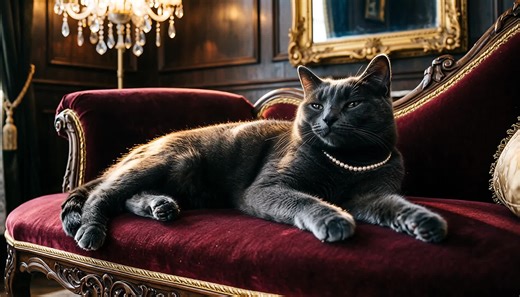 #creatorsearchinsights #cat #tiktokcats #classiccinema cat poses dramatically on a chaise lounge in a vintage, cinematic style.
