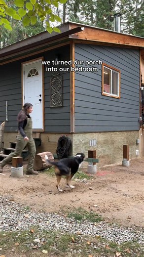 Madison Clysdale on Instagram: "Part 2 building a big deck around a tree for our tiny homestead. We had to complete this before moving onto the extension insulation all of the framing (including the house) has to be inspected together. Next step, house wrap, insulation and stairs :) #cabinbuild #homestead"