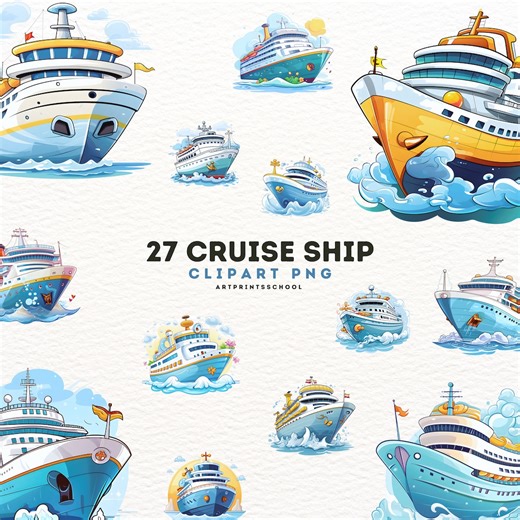 Kawaii Cruise Ship Clipart: Family Vacation PNG Bundle (digital Download) - Etsy