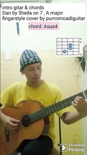 chord intro gitar Dan by Sheila on 7, A major, fingerstyle cover by purnomoadiguitar