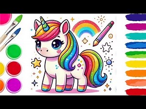 How to Draw Cute Unicorn 🦄 // Drawing and Painting Nice Unicorn Step by Step for Kids