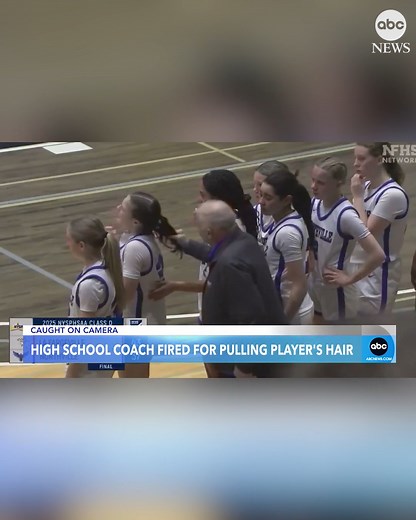 A high school basketball coach was fired after being caught on camera pulling a player by the ponytail during a state championship game. ABC News' Janai Norman reports. https://abcnews.visitlink.me/jNHNoi | ABC News