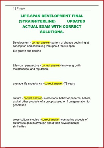 Lifespan Development Final Straighterline Updated Actual Exa video
