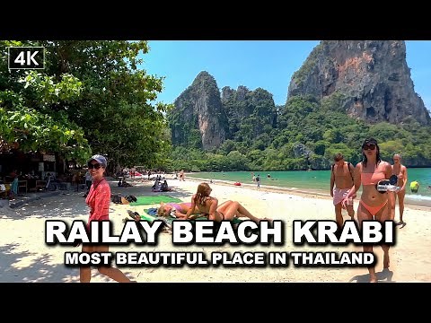【🇹🇭 4K】Walking Railay beach Krabi Thailand - BEST Place in the World